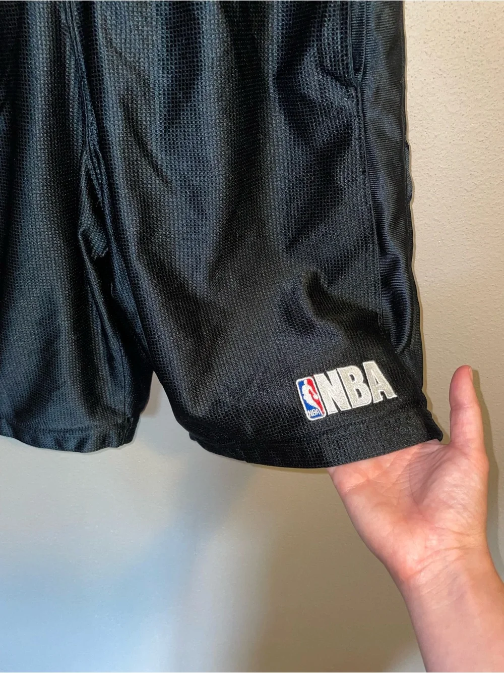 NBA Black Mesh Basketball Shorts with White Logo